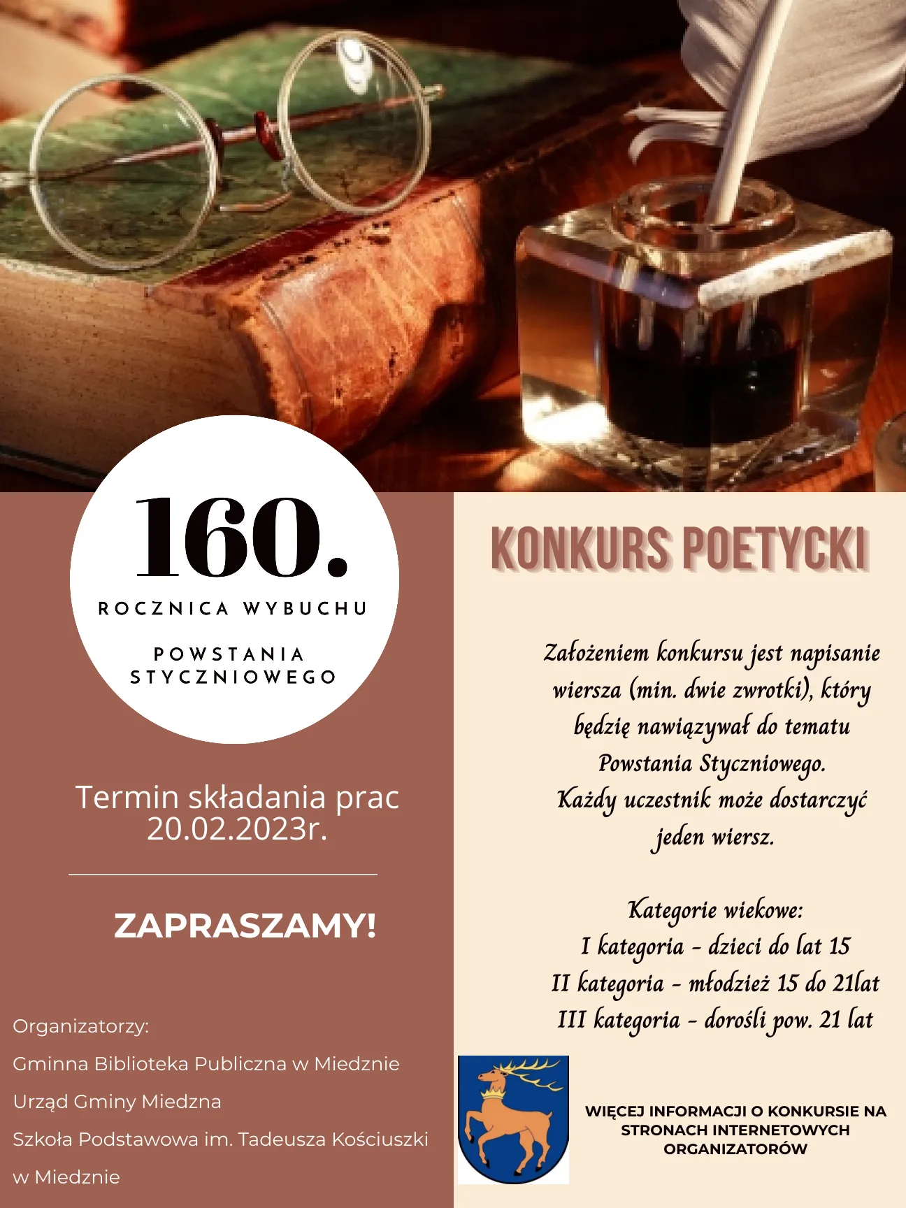 160. ROCZNICA WYBUCHU POWSTANIA STYCZNIOWEGO – KONKURS POETYCKI